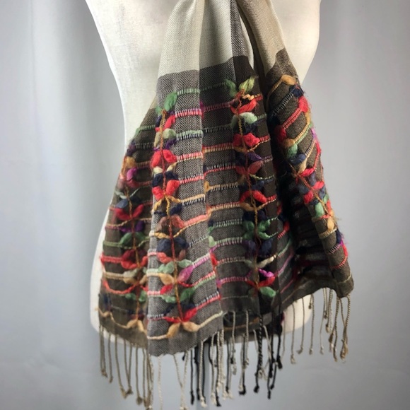 Woven Pashmina & Neutral Striped Scarf Bundle - Picture 12 of 16